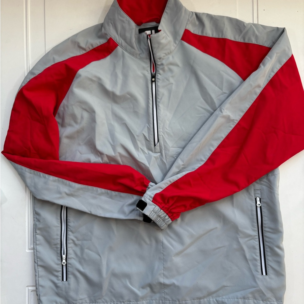 Footjoy Men’s 1/4 Zip Pullover Golf Jacket Gray/Red Size Large - Picture 1 of 7